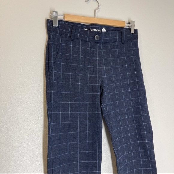 Betabrand Classic Straight Dress Yoga Pants Navy Columbia Check Size S Petite - Picture 4 of 9
